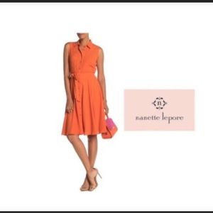 Nanette Lenore Dress sleeveless pintuck Vivid Coral knee length dress.